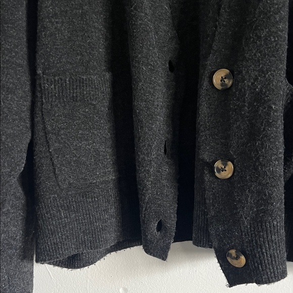 Mango / MNG Dark Gray Women's Cropped Button-Down Cardigan - Picture 4 of 7